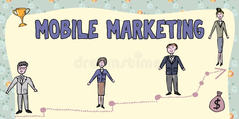 Writing displaying text Mobile Marketing. Business idea digital signature generated either on a mobile phone Replacing royalty free illustration