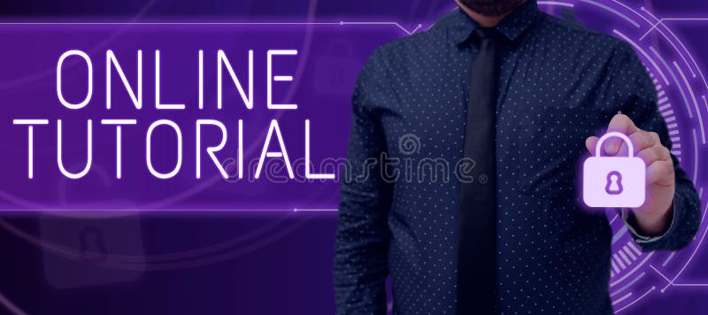 Writing displaying text Online Tutorial. Word Written on An individual is being trained under digital technology stock photography
