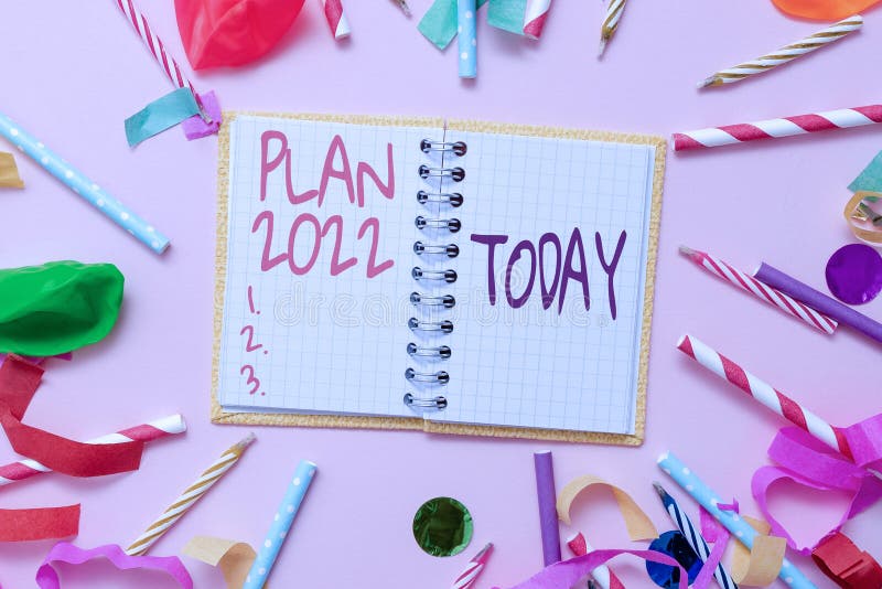 Writing displaying text Plan 2022. Word Written on detailed proposal for doing or achieving something next year Colorful royalty free stock image