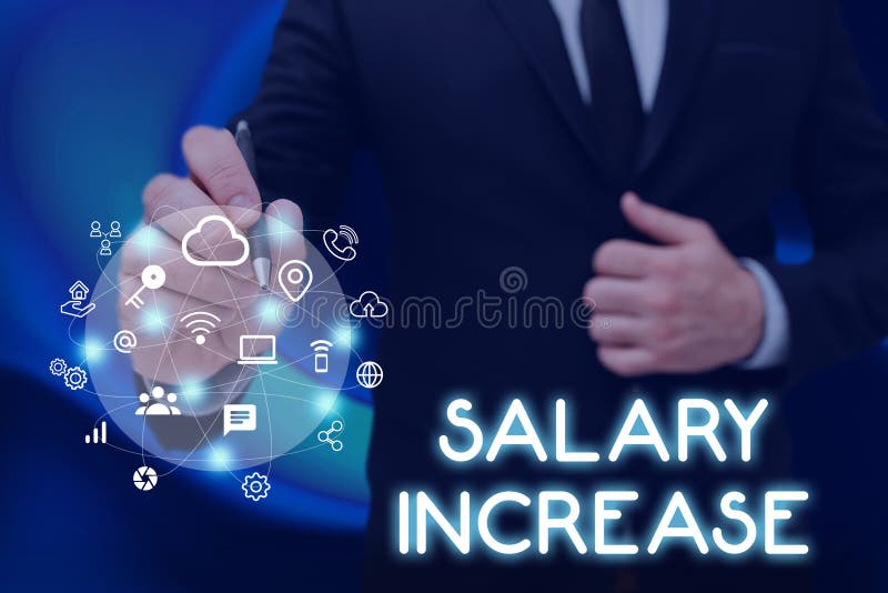 Writing displaying text Salary Increase. Business approach an increase in the salary or pay given to an employee Man royalty free stock photos