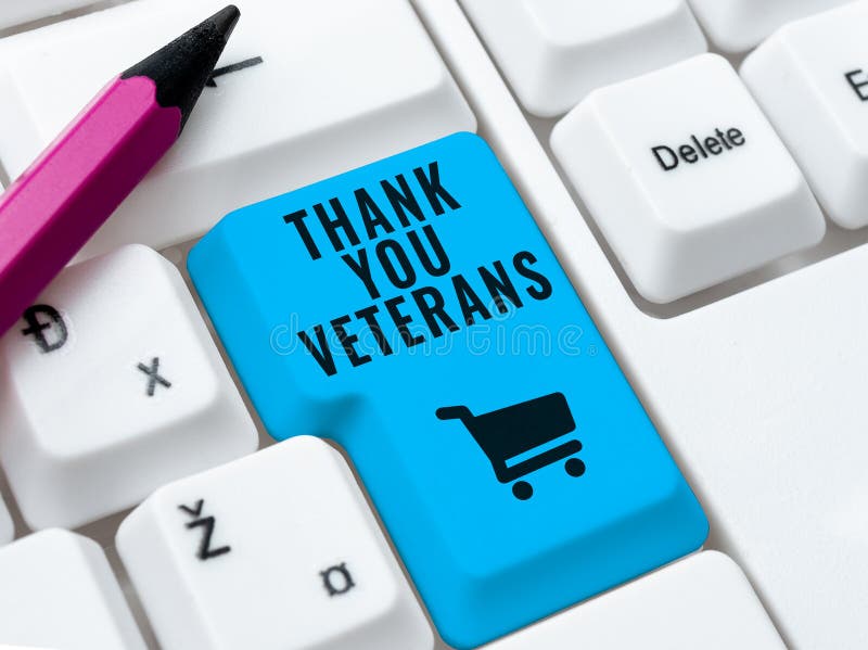 Writing displaying text Thank You Veterans. Business idea Expression of Gratitude Greetings of Appreciation stock image
