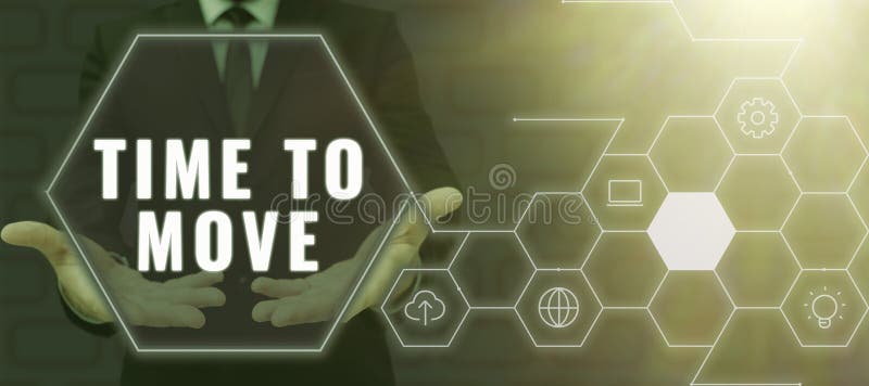 Writing displaying text Time To Move. Word Written on Best period to transfer Relocation Change the current path royalty free stock image