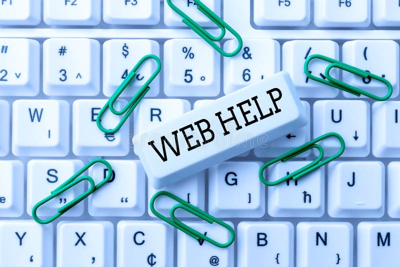 Writing displaying text Web Help. Internet Concept procedural or reference information delivered through computer. Writing displaying text Web Help, Word Written on procedural or reference information delivered through computer Transcribing Online Voice Recordings, Typing And Recording Important Notes