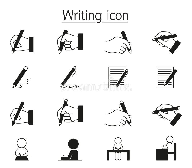 Writing icon set illustration graphic design stock illustration