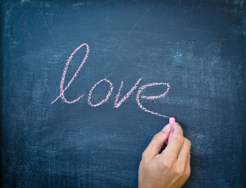 Writing love with chalk