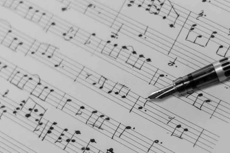 Writing Music Notes with a Fountain Pen Stock Image Image of piano