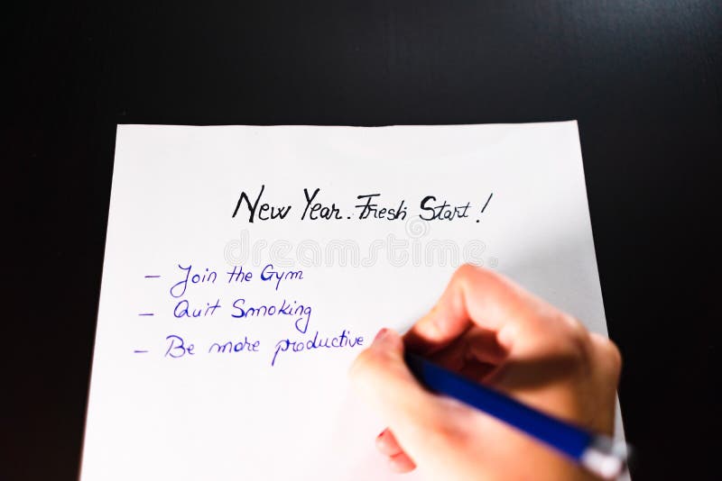 Writing New Year`s Resolutions. Christmas Resolutions. Text New Year`s