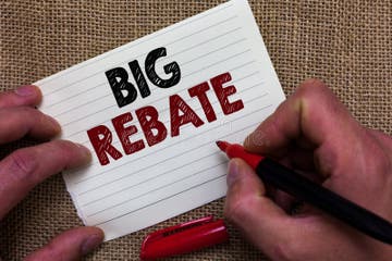 Writing Note Showing Big Rebate Business Photo Showcasing Huge Rewards 