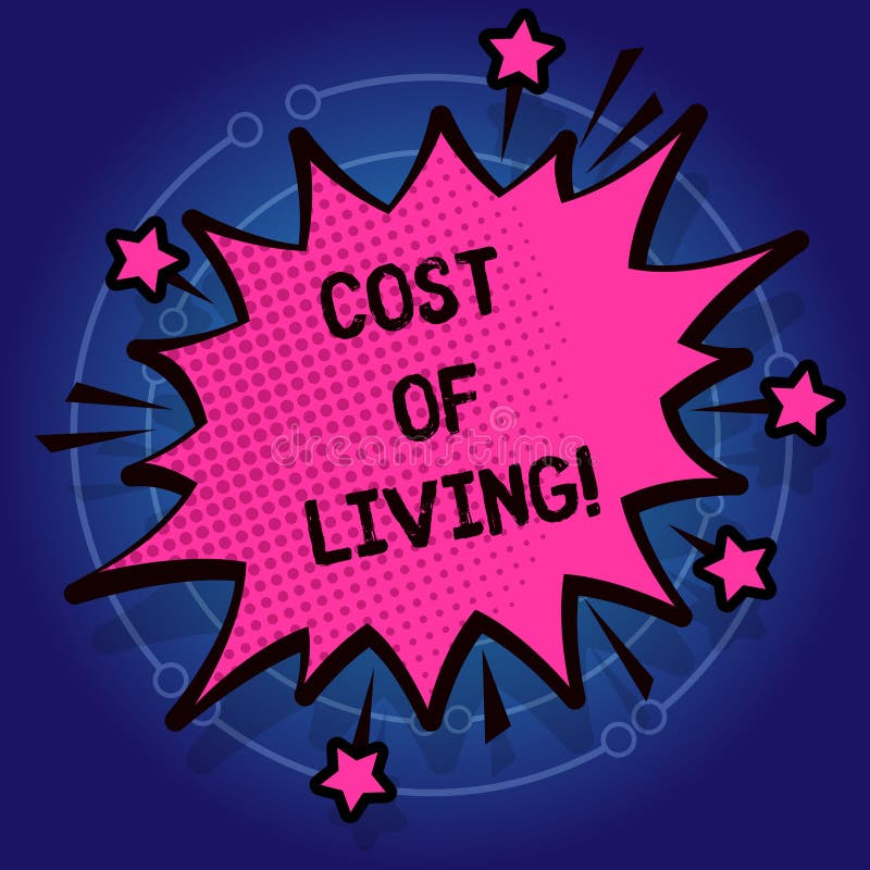 Writing note showing Cost Of Living. Business photo showcasing The level of prices relating to a range of everyday items stock illustration