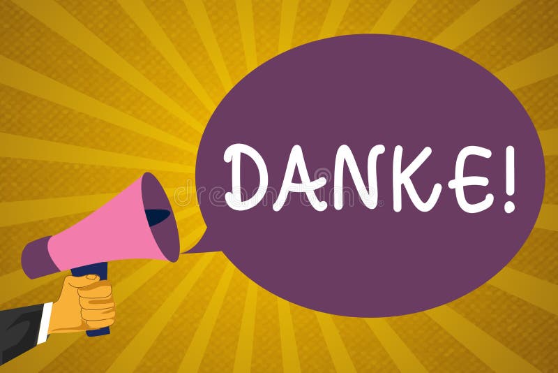 Writing note showing Danke. Business photo showcasing used as informal way of saying thank you in German language royalty free illustration