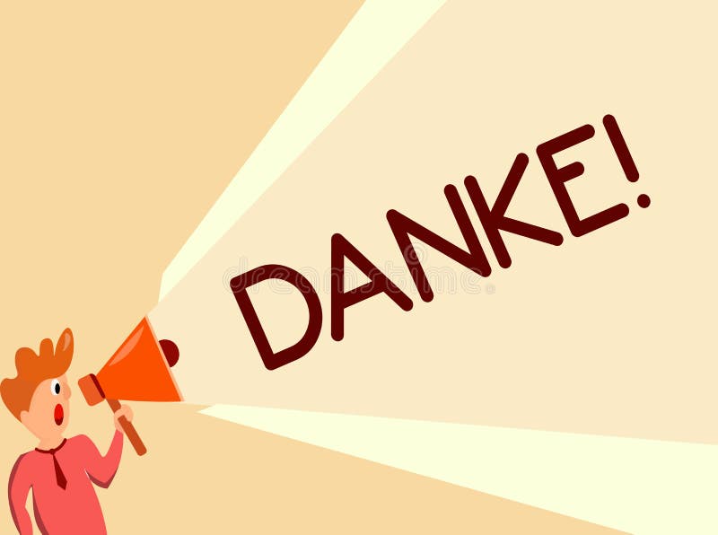 Writing note showing Danke. Business photo showcasing used as informal way of saying thank you in German language stock illustration