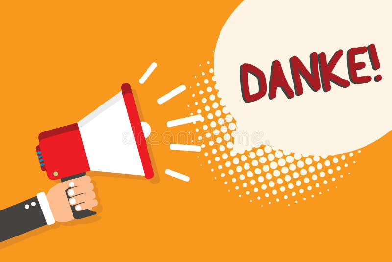 Writing note showing Danke. Business photo showcasing used as informal way of saying thank you in German language royalty free illustration