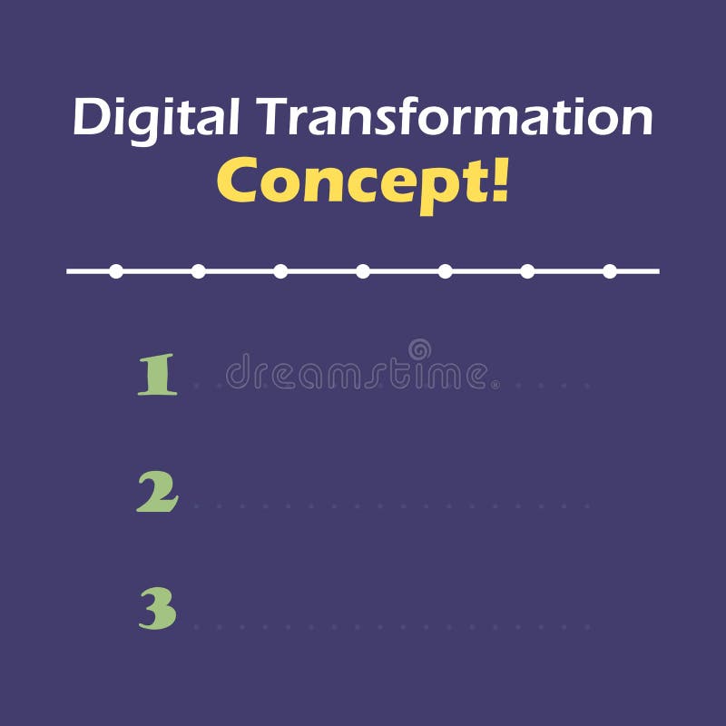 Writing note showing Digital Transformation Concept. Analysis List about Digital Transformation Concept. stock illustration