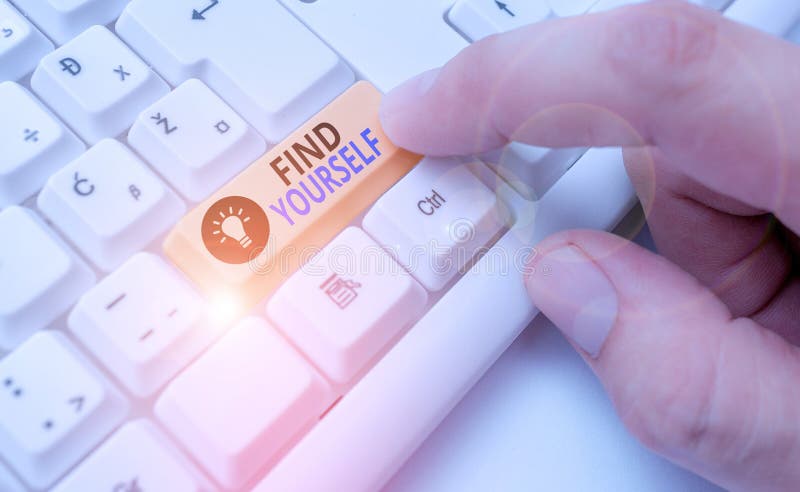 Writing note showing Find Yourself. Business photo showcasing To become selfsufficient and do things for yourself royalty free stock photos