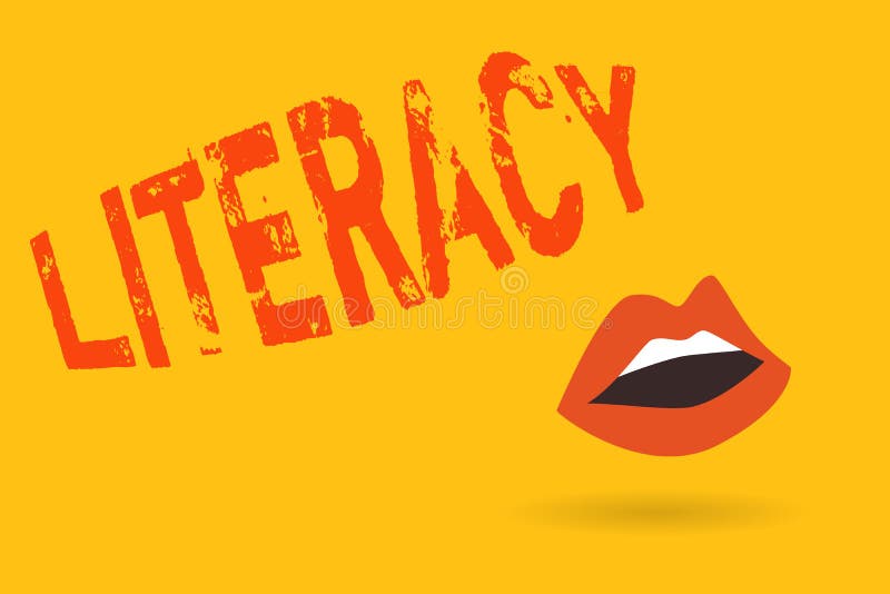 Writing note showing Literacy. Business photo showcasing ability to read and write competence or knowledge in specified royalty free illustration
