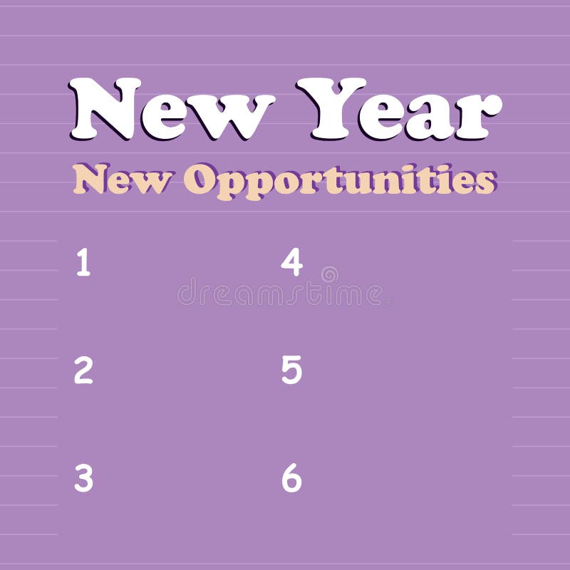 Writing note showing New Year New Opportunities. Some list about New Year Opportunities. vector illustration