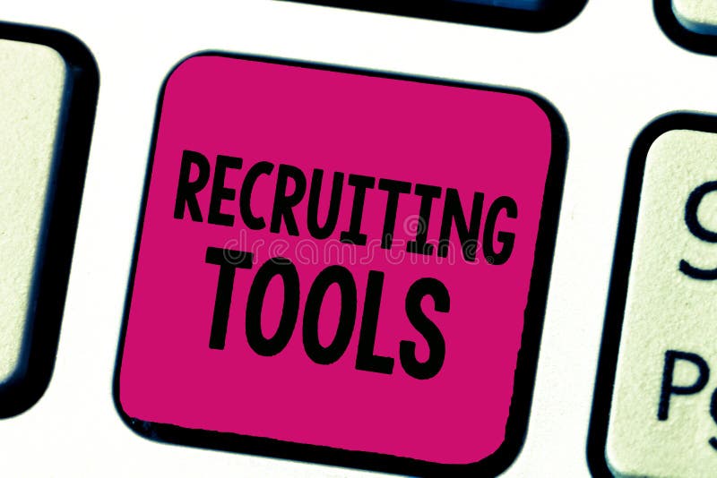 Writing note showing Recruiting Tools. Business photo showcasing getting new talents to your company through internet or