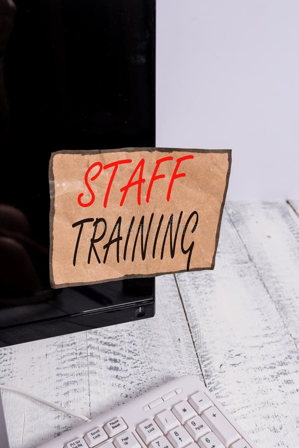 Writing Note Showing Staff Training. Business Photo Showcasing Program