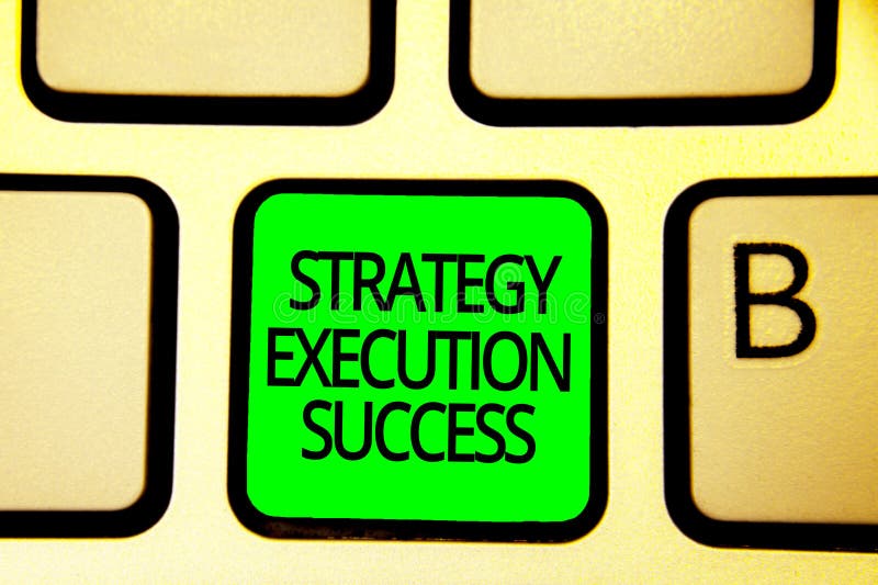 Writing note showing Strategy Execution Success. Business photo showcasing putting plan or list and start doing it well Keyboard g stock images Writing note showing Strategy Execution Success. Business photo showcasing putting plan or list and start doing it well Keyboard g stock images
