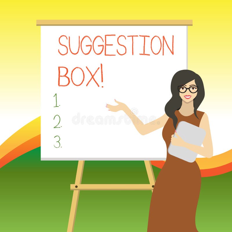 Writing note showing Suggestion Box. Business photo showcasing container which showing can leave comments about vector illustration