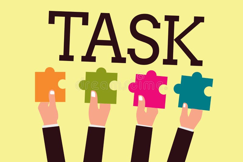 Writing note showing Task. Business photo showcasing A piece of work to be done and undertaken Activity need to perform royalty free illustration