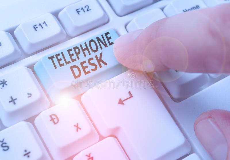 Writing Note Showing Telephone Desk. Business Photo Showcasing Provide a Working Surface Enough