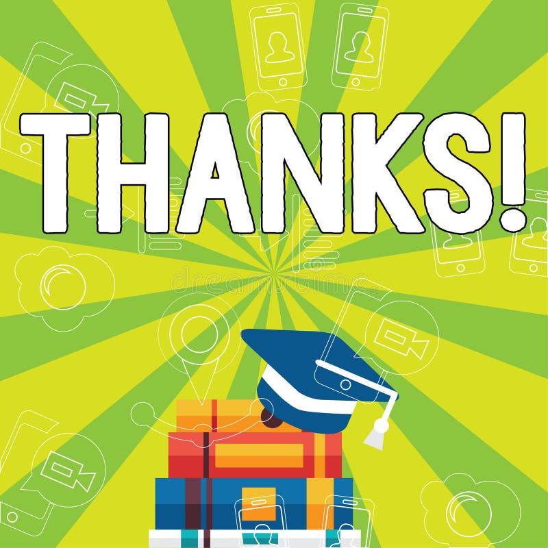 Writing note showing Thanks. Business photo showcasing Appreciation greeting Acknowledgment Gratitude. vector illustration