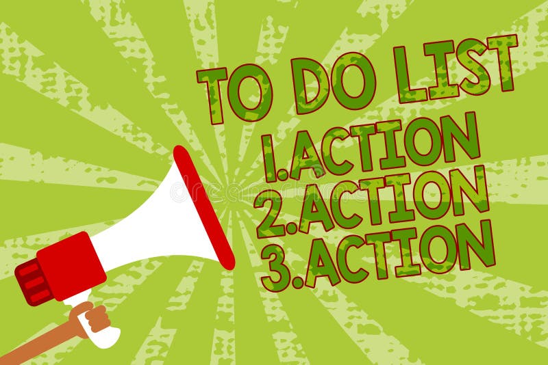 Writing note showing To Do List 1.Action 2.Action 3.Action. Business photo showcasing putting day priorities in order Man holding royalty free illustration