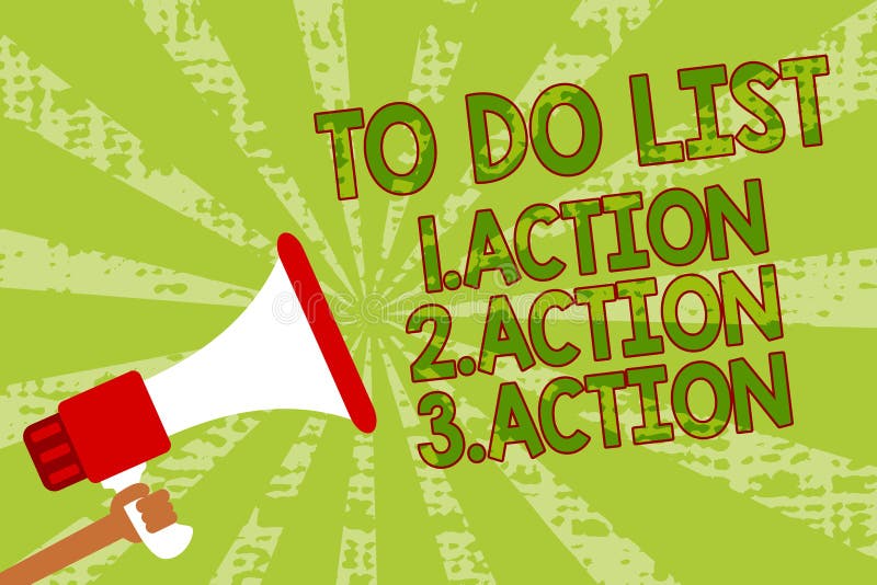 Writing note showing To Do List 1. Action 2. Action 3. Action. Business photo showcasing putting day priorities in order Man holding royalty free illustration