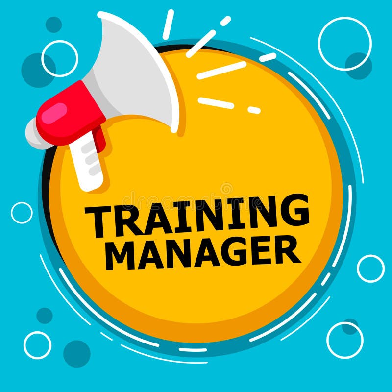 Writing note showing Training Manager. Business photo showcasing giving needed skills for high positions improvement Three lines. vector illustration