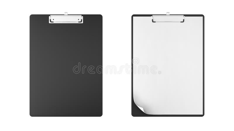 Writing pad with copy-space. Clipboard with blank papers and copy space for mock up isolated on white background stock illustration