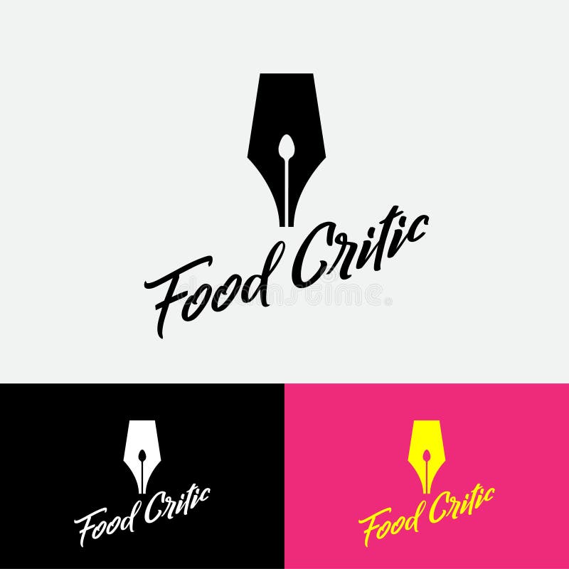 Writing pen with a spoon silhouette in the slot. Logo for food critic. Cook blog concept. royalty free illustration