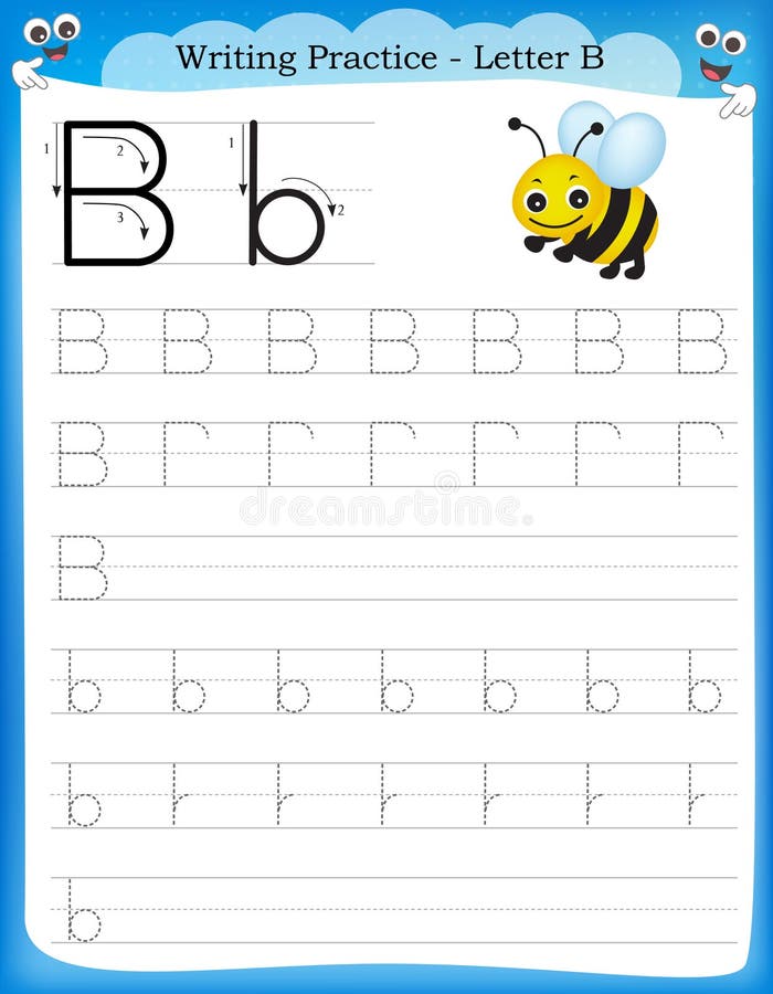 Writing practice letter B