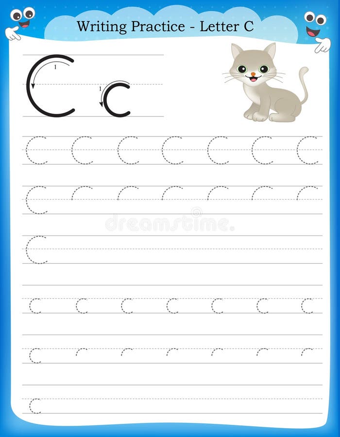 Writing practice letter C