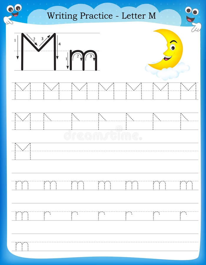 Writing practice letter M