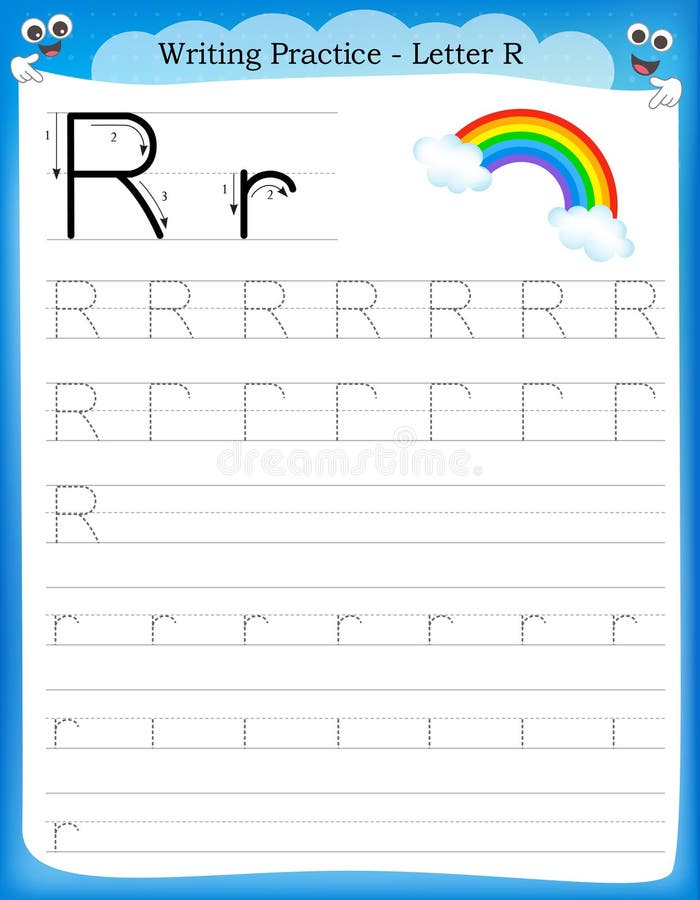 Writing practice letter R