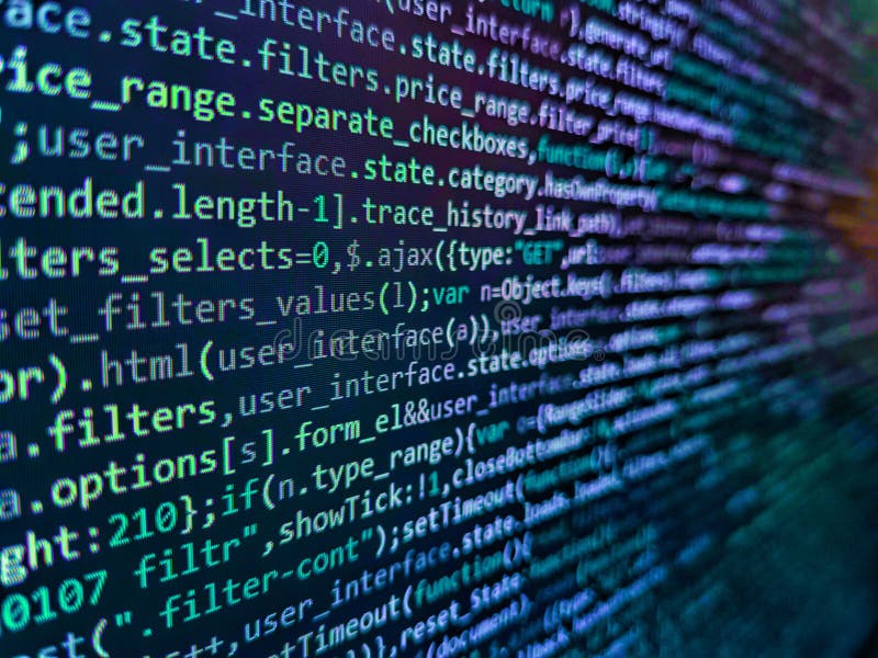 Writing programming code on laptop. Web developer HTML code with CSS on screen. Programming of Internet website. Programmer stock photos