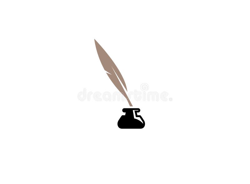 Writing Quill Feather Pen and Ink Well for logo design illustration stock illustration Writing Quill Feather Pen and Ink Well for logo design illustration stock illustration