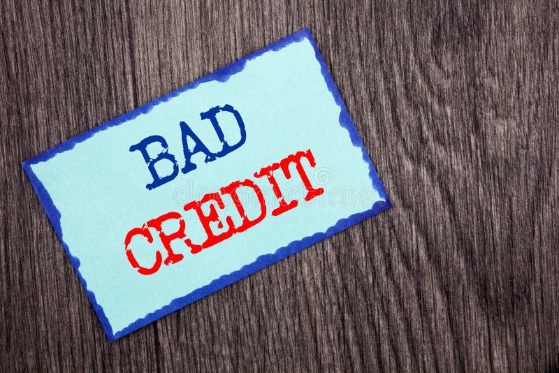 Writing text showing Bad Credit. Business photo showcasing Poor Bank Rating Score For Loan Finance written on Blue Sticky Note Pa royalty free stock photo Writing text showing Bad Credit. Business photo showcasing Poor Bank Rating Score For Loan Finance written on Blue Sticky Note Pa royalty free stock photo