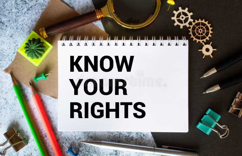 Writing text showing Know Your Rights. Word text Know your rights on white paper card, red and black letters. royalty free stock images