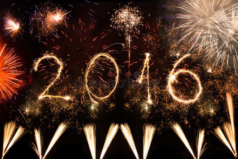 2016 Written with Fireworks As a Background Stock Photo Image of event, illumination 63719030