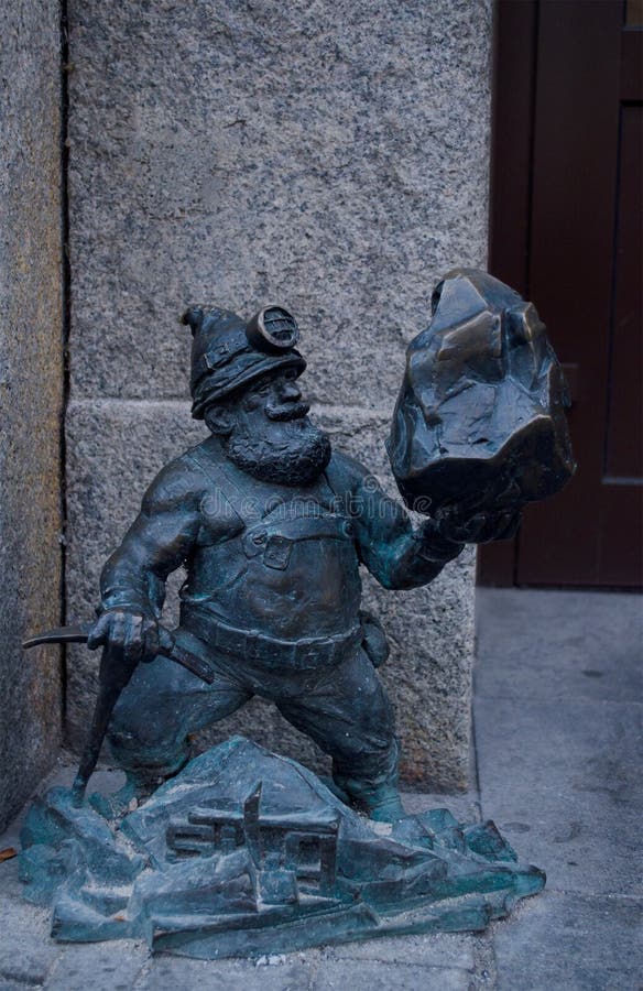 Wroclaw, Poland - 01.12.2019: Wroclaw Gnome, one of tourist attractions in the city. The small figurines in the streets of the