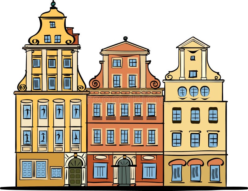 Wroclaw Rynek Square Facades Stock Vector - Illustration of drawing ...