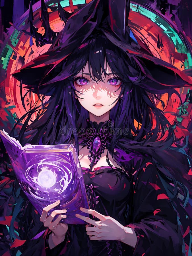 Wroga enchantress uwalniając niegodziwość od cienia z ponurą ciemnością royalty ilustracja
