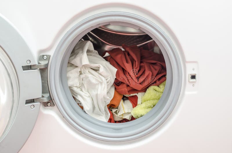 Dirty Laundry in Washing Machine Stock Image - Image of appliance ...