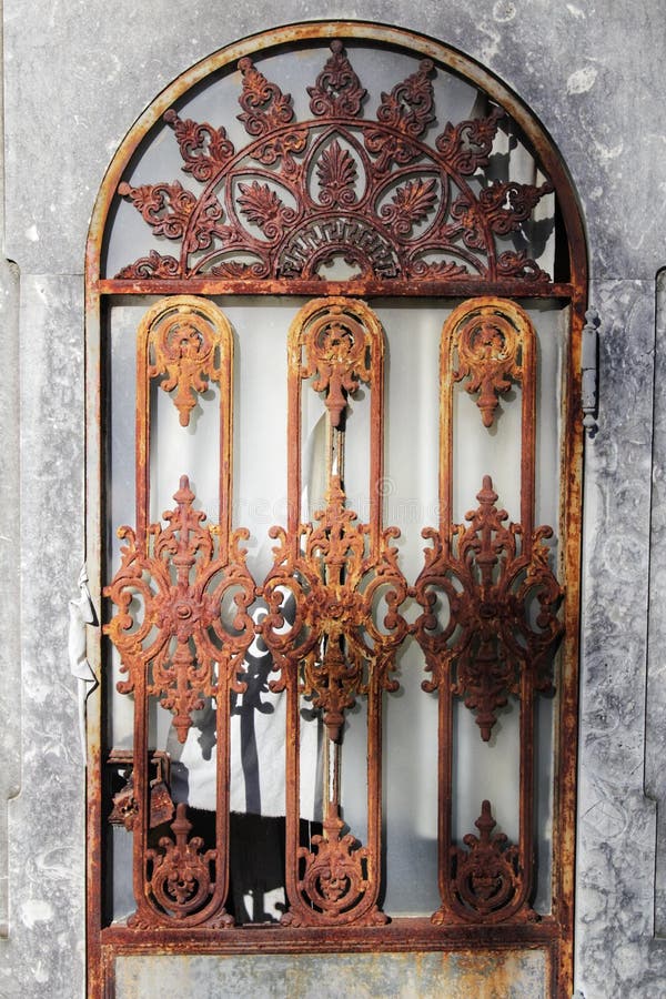 Wrought Iron Door in Cemetery. Stock Image Image of halloween, door