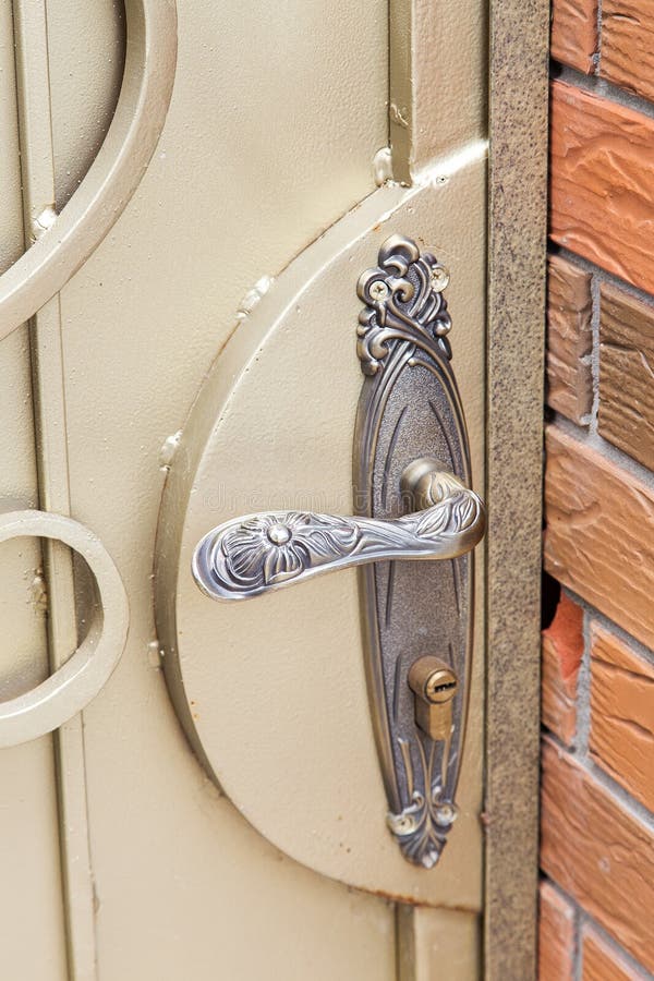Wrought iron door handle stock photo. Image of iron, metal 90351572