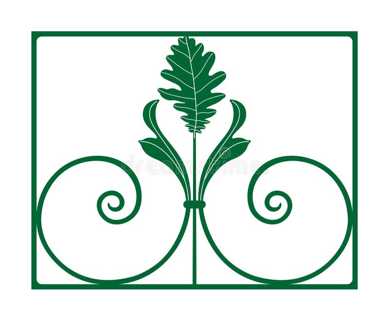 Wrought iron element with oak leaf on a white background royalty free illustration