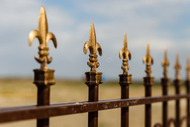 Wrought iron fence with decorative arrows, Decorative fence