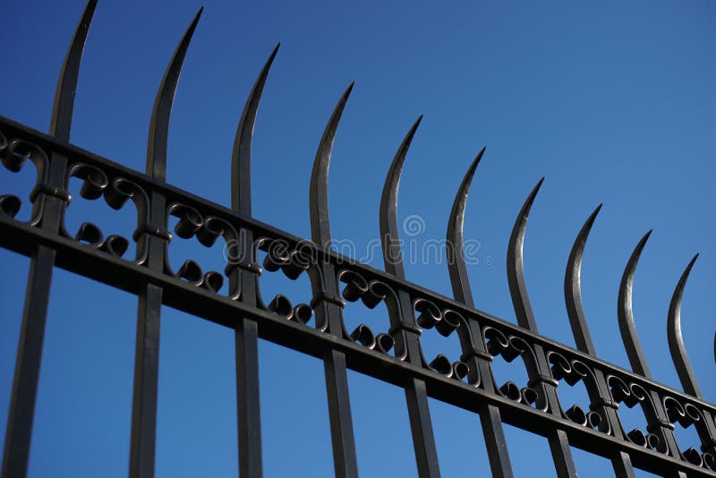 Wrought Iron Fence with Protection Spikes Stock Image Image of tree, protect 264897901